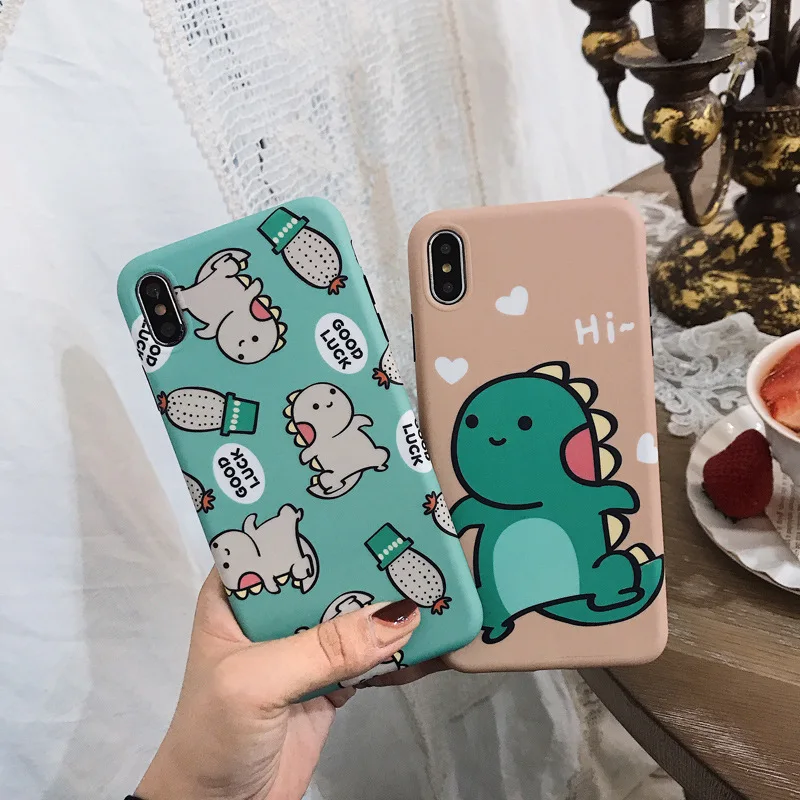 Корейский мультфильм милый динозавр детский чехол для телефона iPhone XR X XS MAX