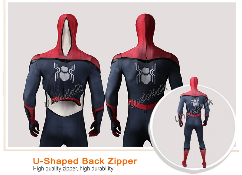 Человек-паук вдали от дома Косплей из фильма на заказ Zentai костюм-добавить черный высокая эластичность искусственная кожа украшения | Unclehulk