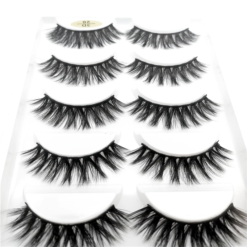 5pairs Mink Lashes 3D Eyelashes 100% Cruelty free Handmade Reusable Natural Popular False Makeup | Красота и здоровье