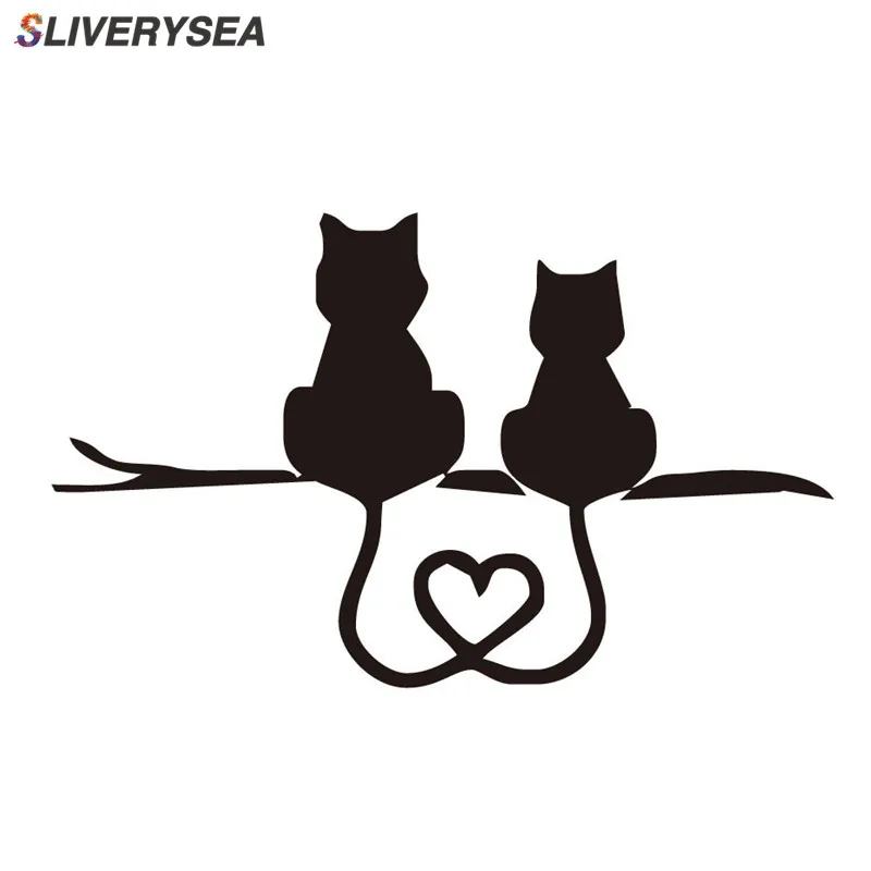 SLIVERYSEA Стайлинг автомобиля Мультяшные забавные кошки любовь кот светоотражающие