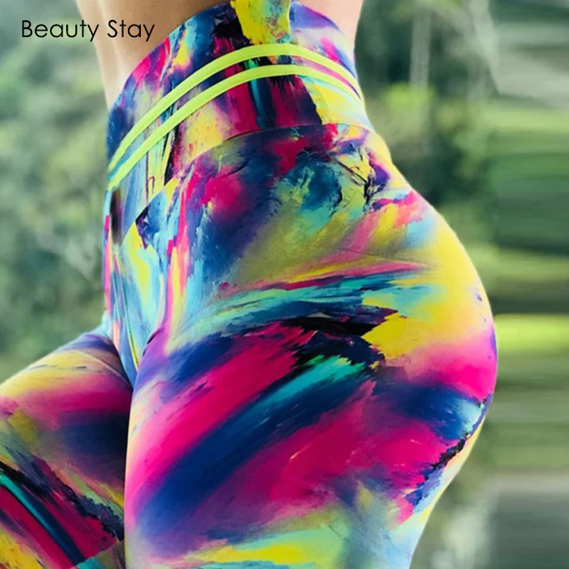 Женские легинсы с высокой талией Beauty Stay яркие облегающие Легинсы до щиколотки