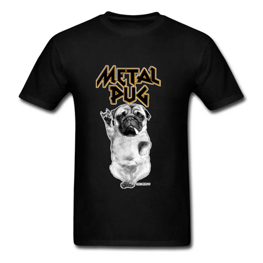 Мужская Футболка Rock N Roll с металлическим Мопсом и коротким рукавом забавная
