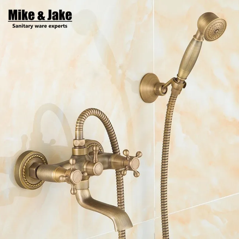 

Antique wall shower mixer set europe style bath mixer simple shower set with hand shower antique shower set
