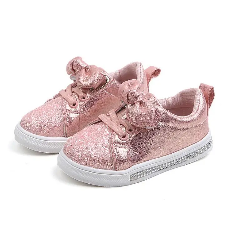 2019 New Baby Kids Shoes Girls Sneakers Glitter Toddler Girl Soft Bottom with Crystal Kid For Bling | Детская одежда и обувь