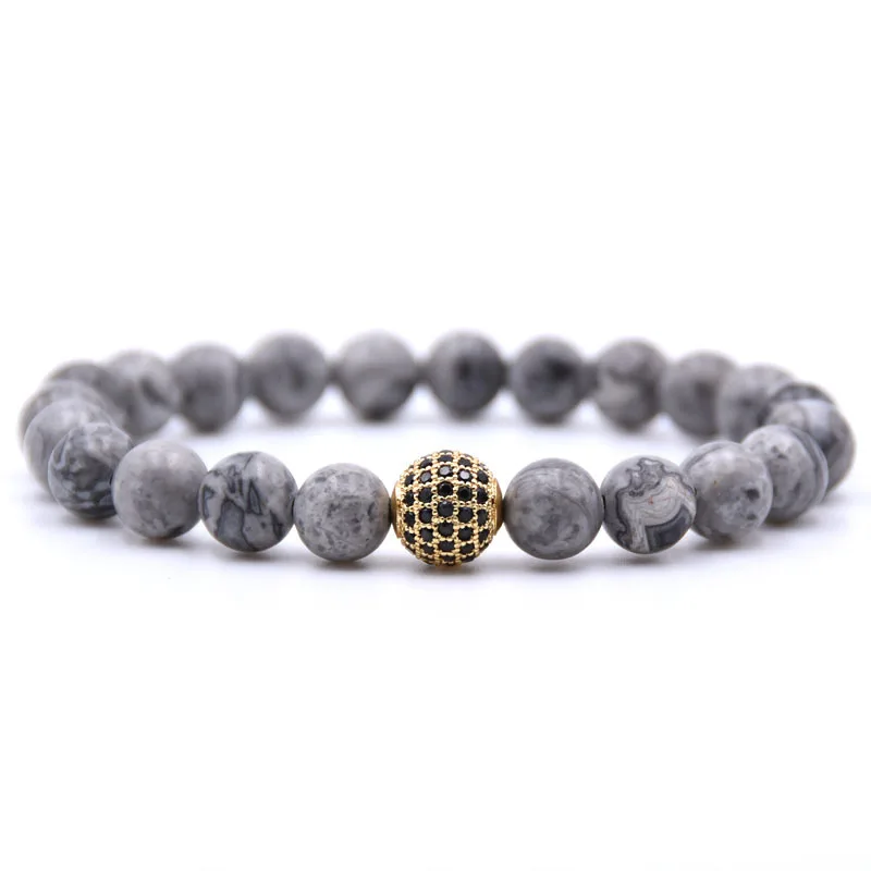 YIZIZAI новый модный браслет мужские браслеты и для женщин 8 мм камень Pulseira Feminina Masculina
