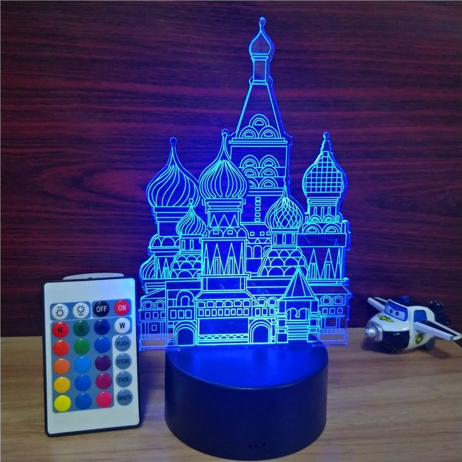 Подарок на день рождения замок акриловая 3D Голограмма Иллюзия ночник USB