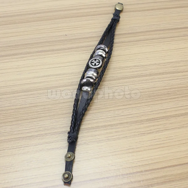 Холодный Металл Мужчины Крест Шипованных Плетеный ИСКУССТВЕННАЯ Кожа Серфер