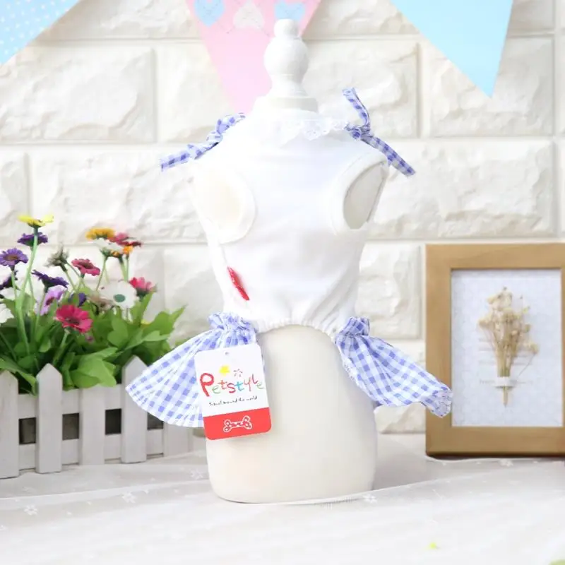 Милые клетчатые платья для собак одежда девочек кошек товары домашних животных