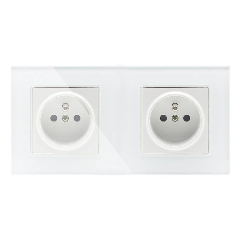 Mobu Новые поступления 16 А французский стандарт 2 Gang Wall Electric / Power Double Socket Plug панель