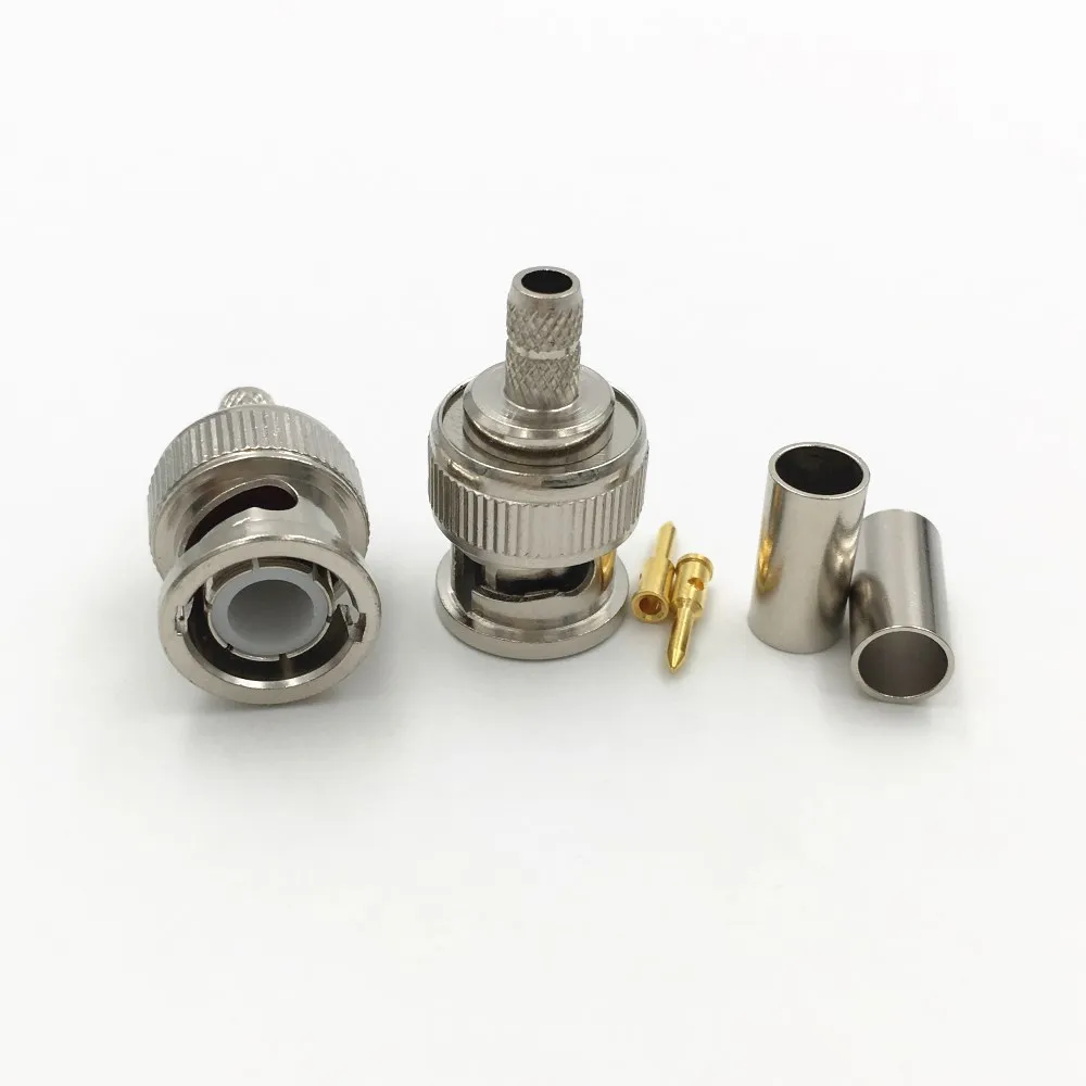 ESCAM 10 шт Латунь 3 в 1 BNC Male Q9 Crimp RG58 RG142 RG400 LMR195 RF коаксиальный кабель прямой разъем для
