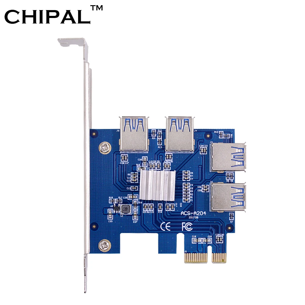 CHIPAL 5 шт. PCI E 1X до 4 USB 3 0 Райзер карта PCIe 16X адаптер концентратор усилитель