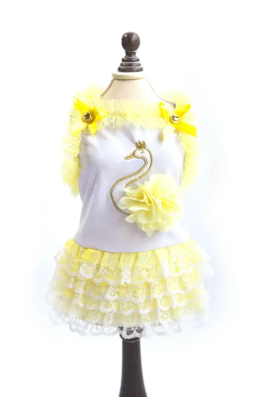 Dog Cat Bow Tutu Dress Cygnet Print Lace Skirt Pet Puppy Clothes Costume | Дом и сад