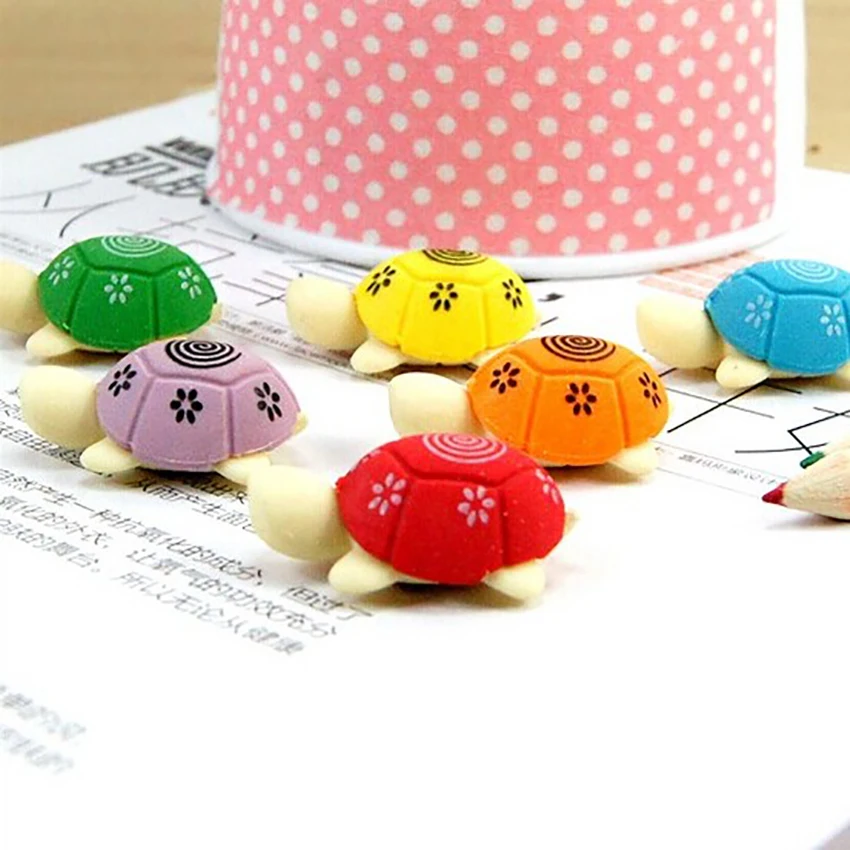

Kawaii Turtle Shape Pencil Eraser Students Colorful Tortoise Eraser Stationery School Office Supplies Children Gifts Prize
