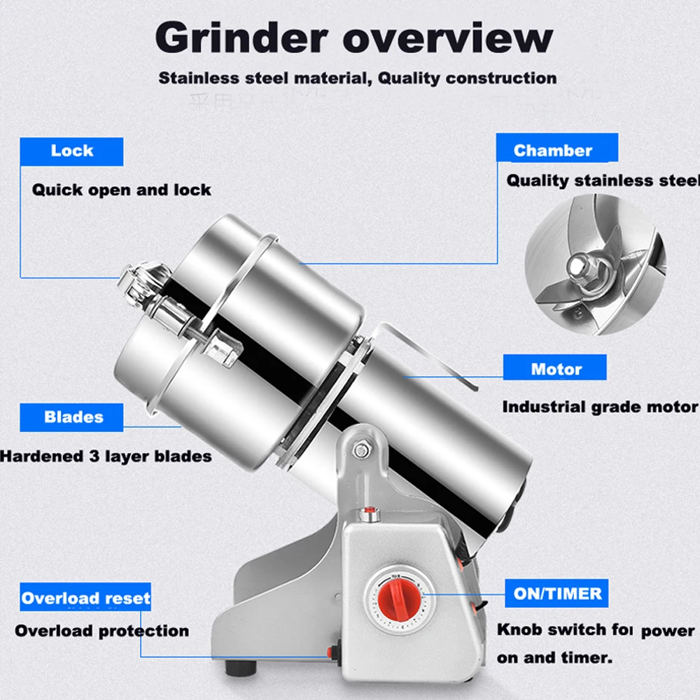 Professional Electric Grain Spices Cereals Coffee Dry Food Mill Grinding Machines Gristmill Home Powder Crusher Grinder | Инструменты
