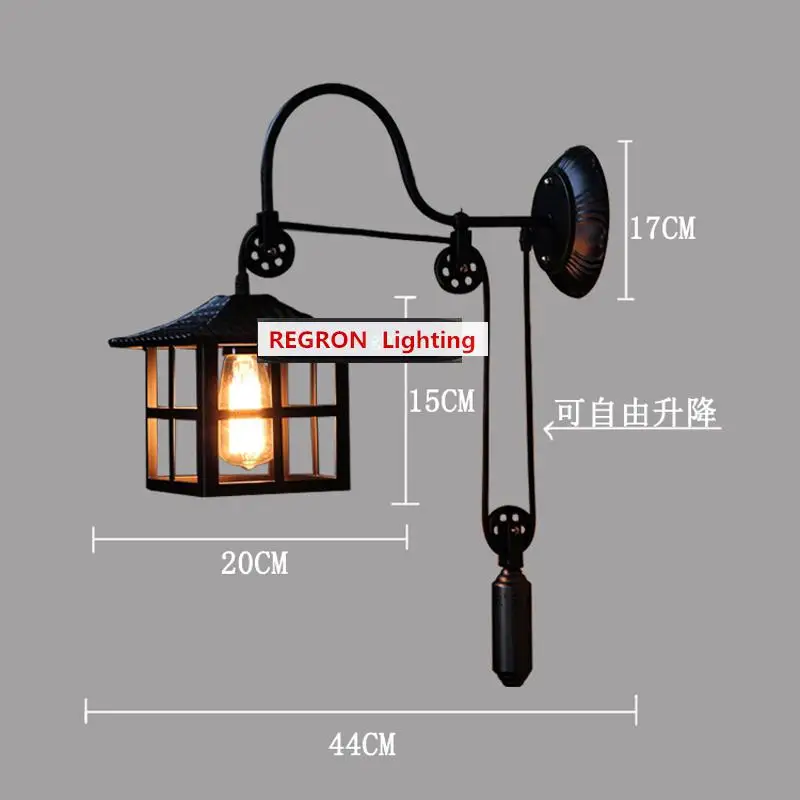 Настенный светильник в стиле ретро для бара железный подъемный настенный