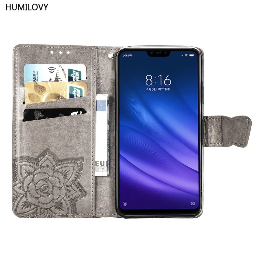 Чехол книжка для Xiaomi Mi 8 Lite из искусственной кожи чехол кошелек телефона на Fundas Xiomi