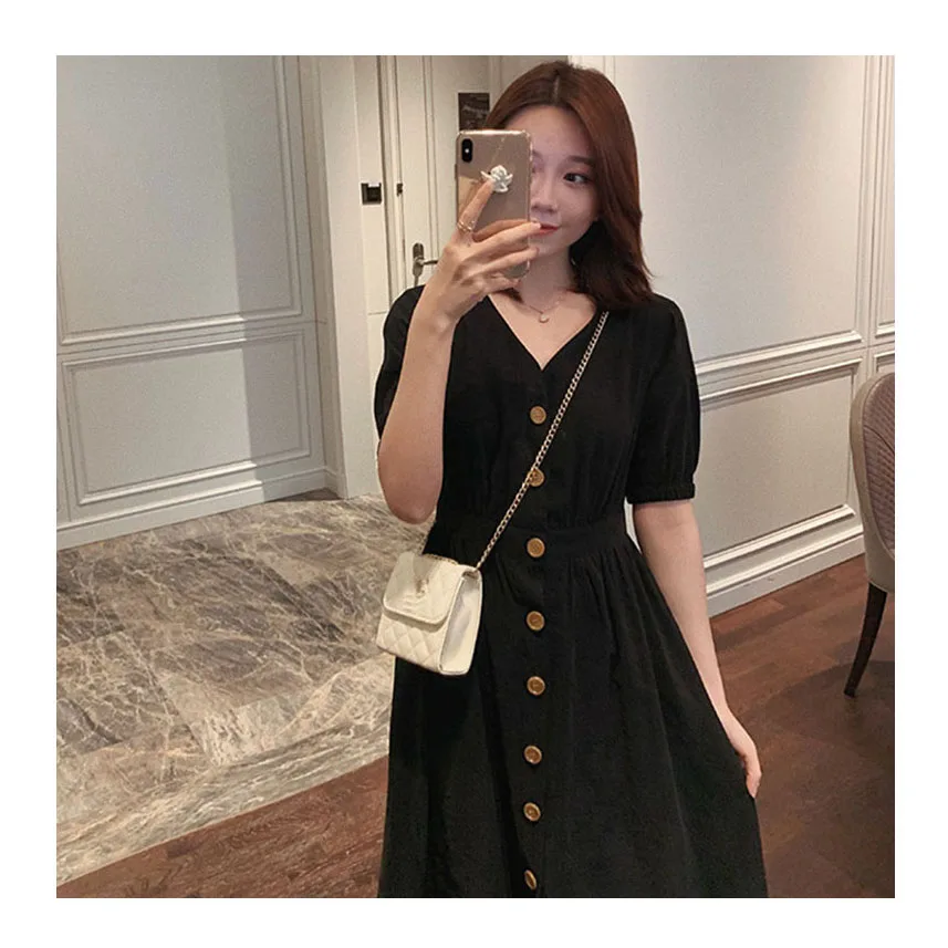 Vestidos Mujer женское летнее платье винтажное 2021 с коротким рукавом v образным вырезом