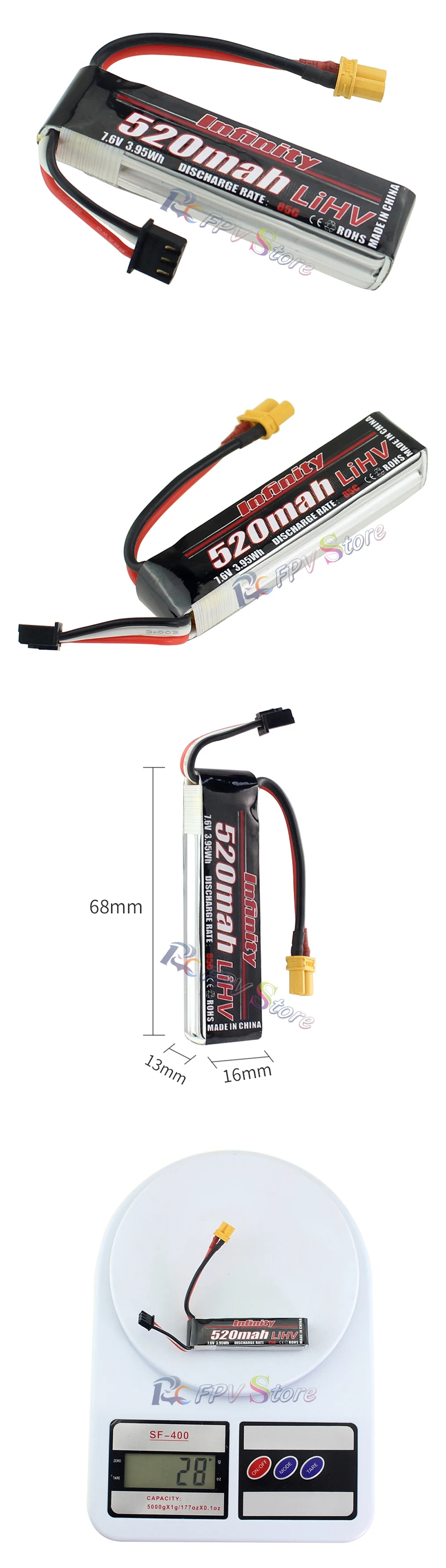 5 шт. аккумулятор Infinity Lipo 520mAh 1S 2S 3,8 V 7,6 V 85C FPV с разъемом Amass XT30 XT30U/PH2.0 для гоночного дрона в помещении