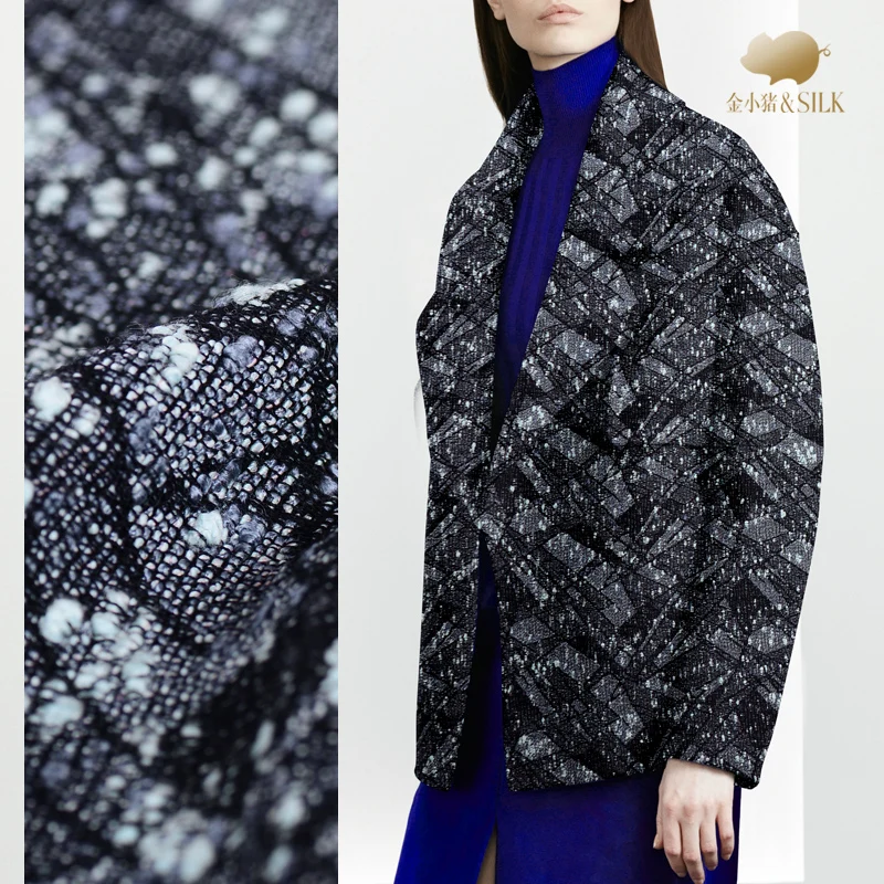 158 см тканая шерсть жаккардовая ткань окрашенная пряжа Модное Пальто Шерсть