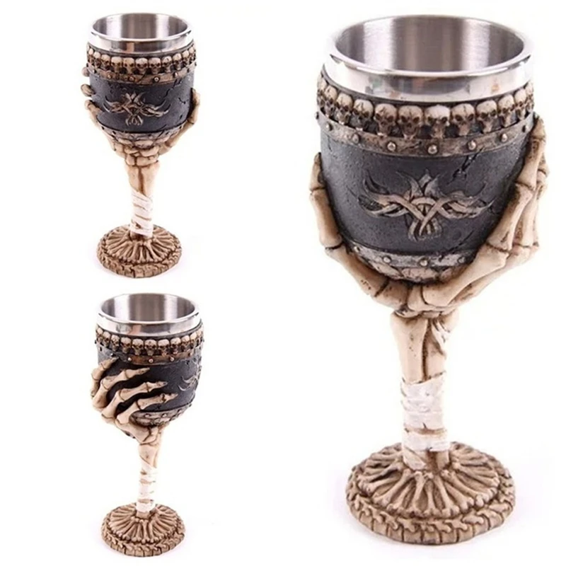 Творческий Кружка-Череп 3D Кубок смолы Нержавеющая сталь бокал вина для