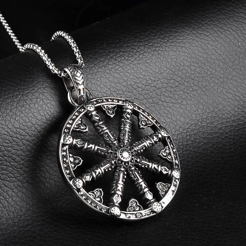 Буддистская Черча большой свитер цепь титановая подвеска аксессуары колесо