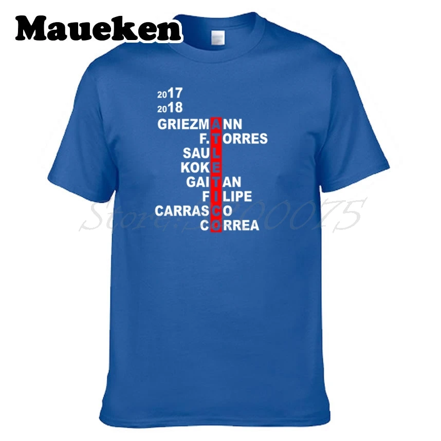 Мужская футболка с кроссвордом Griezmann Filipe Atletico Koke Saul F. Torres Carrasco Correa Gaitan модель 2017/2018