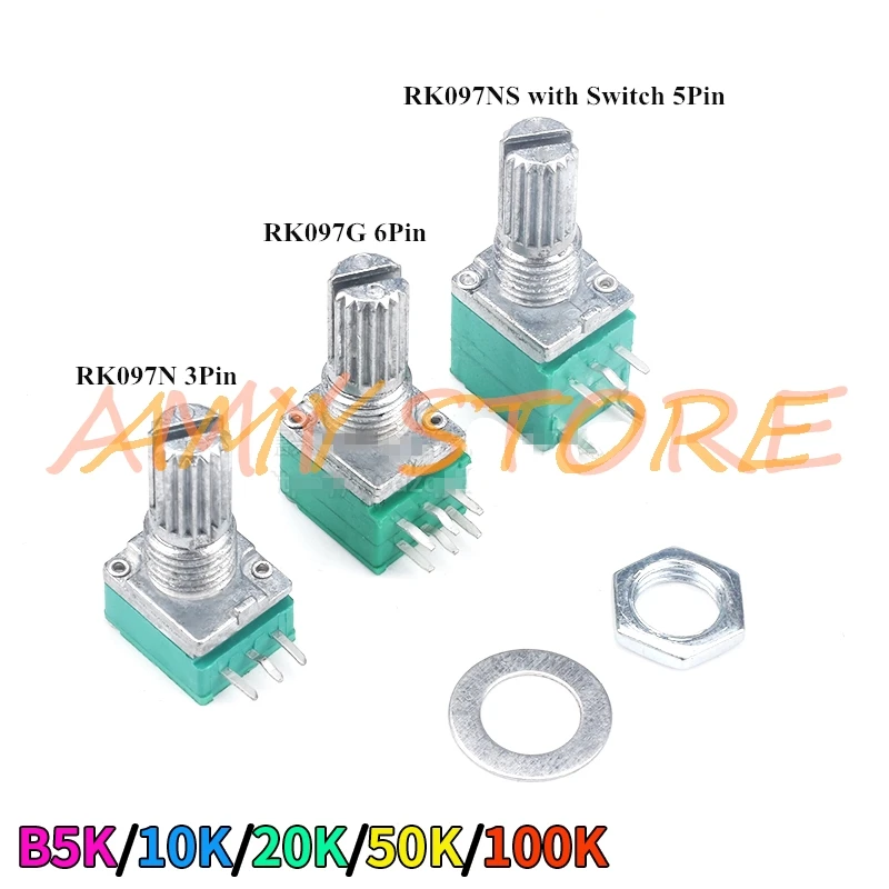 10 шт. аудиоусилитель RK097N RK097G RK097NS 15 мм герметичный с одним двойным потенциометром