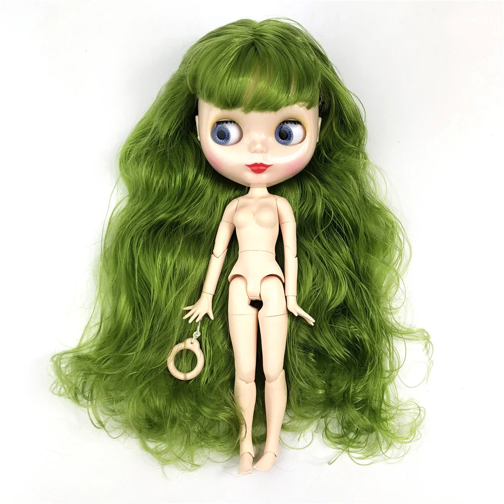 Фабричная кукла Blyth блестящие зеленые волнистые волосы белая кожа куклы
