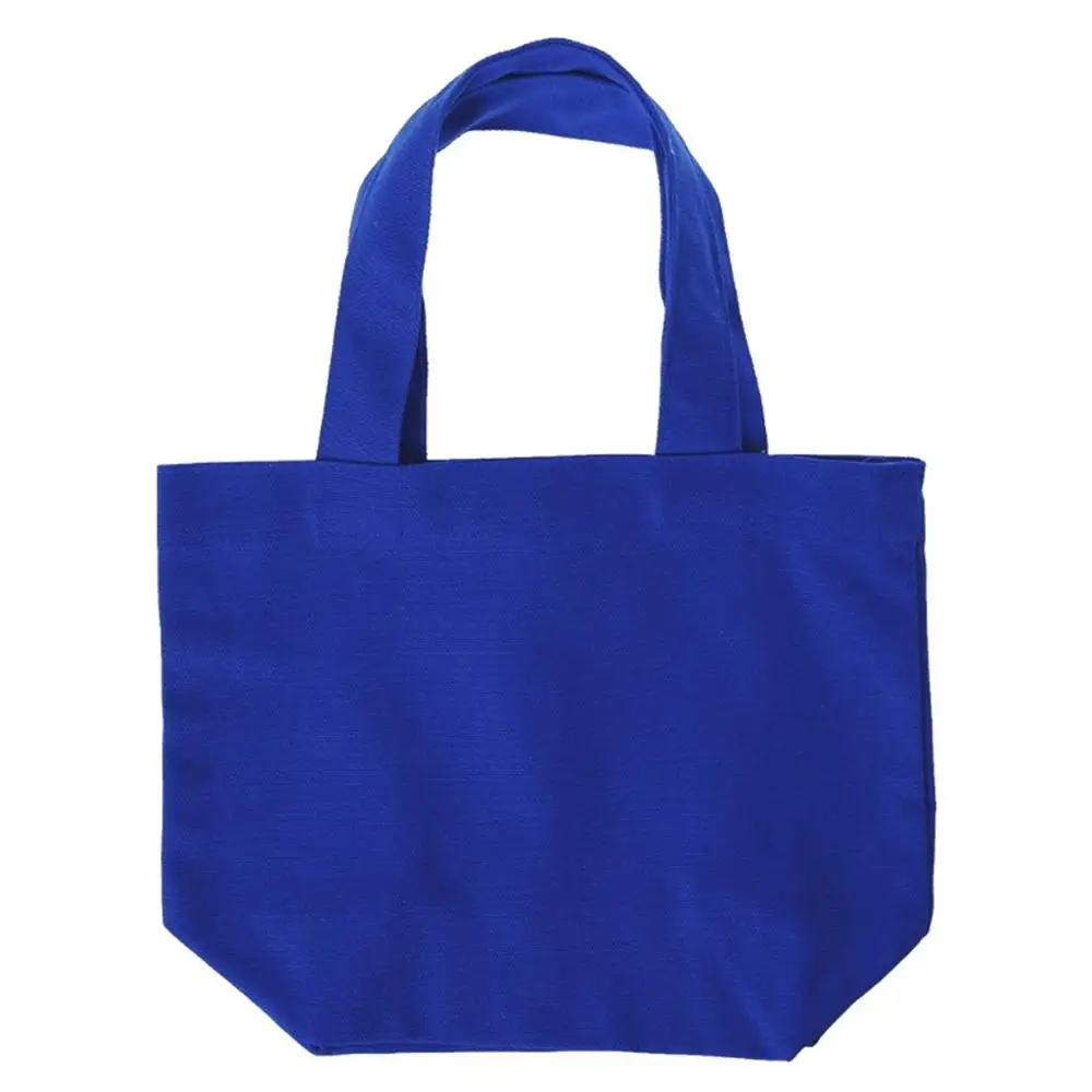 Deep bule THINKTHENDO Portable Cotton Canvas Tote Handbag Food Picnic Lunch Solid Color - Цвет: Deep bule
