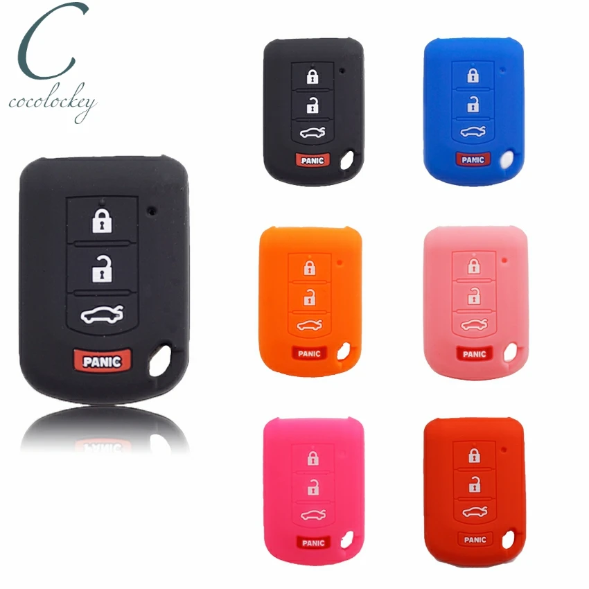 

Cocolockey Key Case For Car For Mitsubishi Lancer Outlander Sport Silicone Rubber Car Key Cover Fob Car Styling 4Buttons