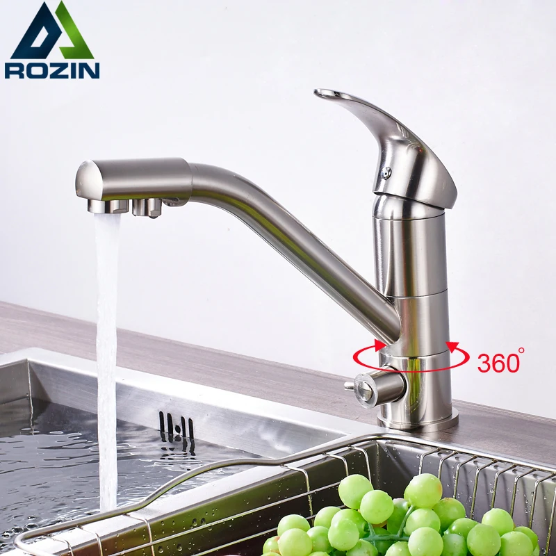 Смеситель для кухонной мойки из матового никеля поворот на 360 градусов|mixer tap|kitchen