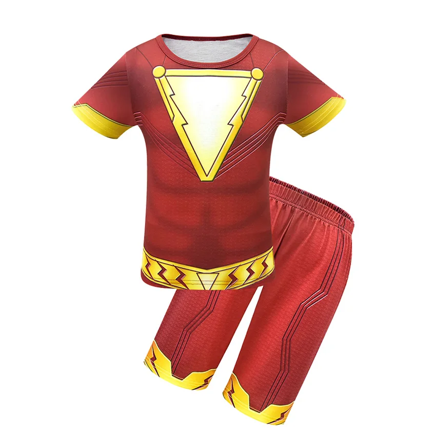 top and pants Shazam/костюм для косплея; Детские костюмы на Хэллоуин; костюм для мальчиков; Shazam; детское нарядное платье; комплекты - Цвет: top and pants