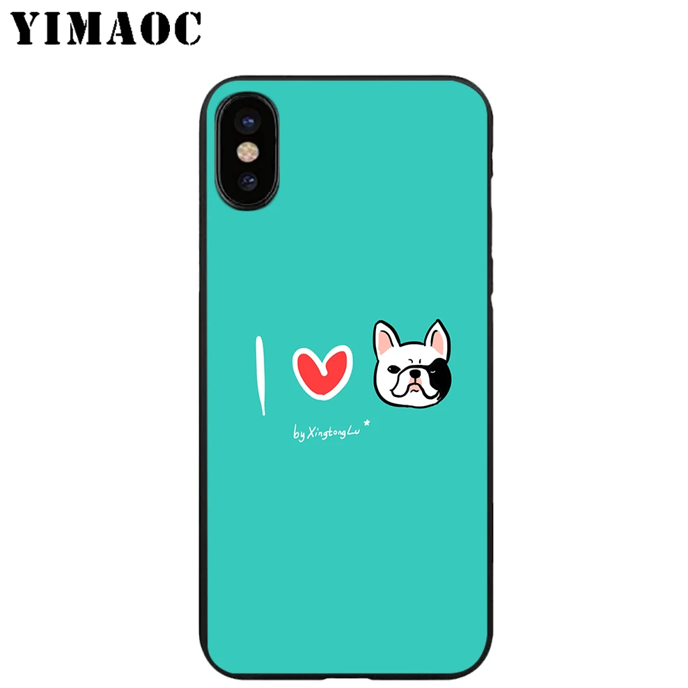 YIMAOC bulldog Pocket Soft TPU Black Silicone Case for iPhone X or 10 8 7 6 6S Plus 5 5S SE Xr Xs Max |
