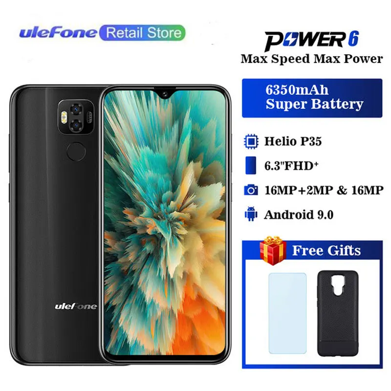 Смартфон Ulefone power 6 с восьмиядерным процессором Helio P35 ОЗУ 4 Гб ПЗУ 64 ГБ 16 МП Android 9 0 6350