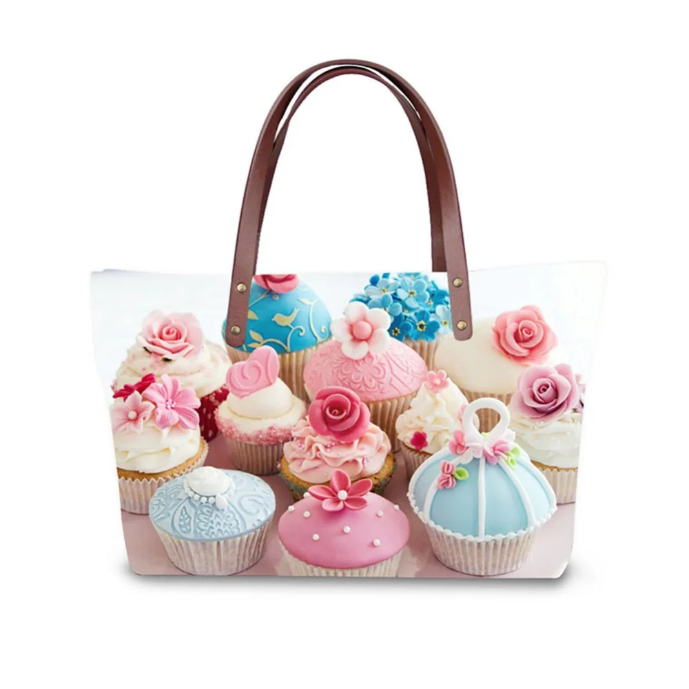 Дамская сумочка с кондитерским принтом торта женские сумки милым рисунком нот