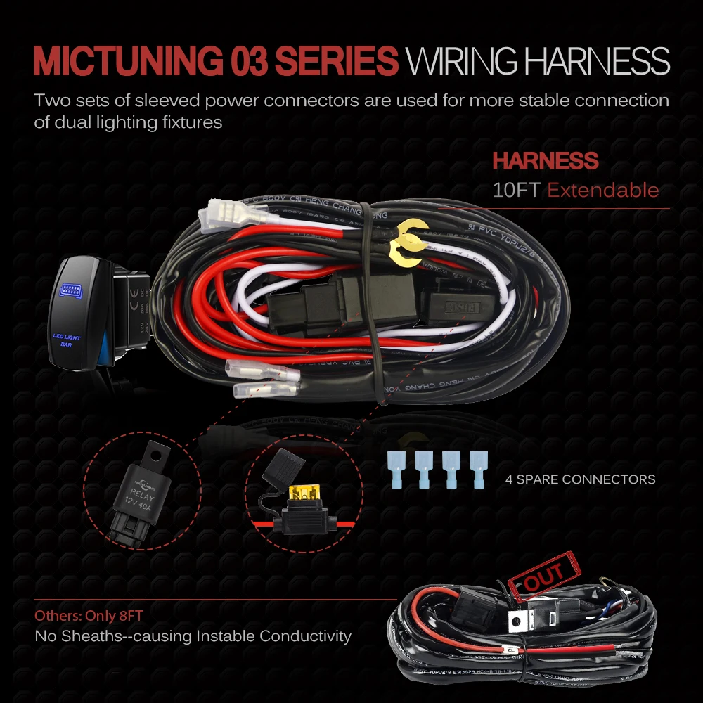 MICTUNING светодиодный светильник жгут проводов бар огни снежного человека S