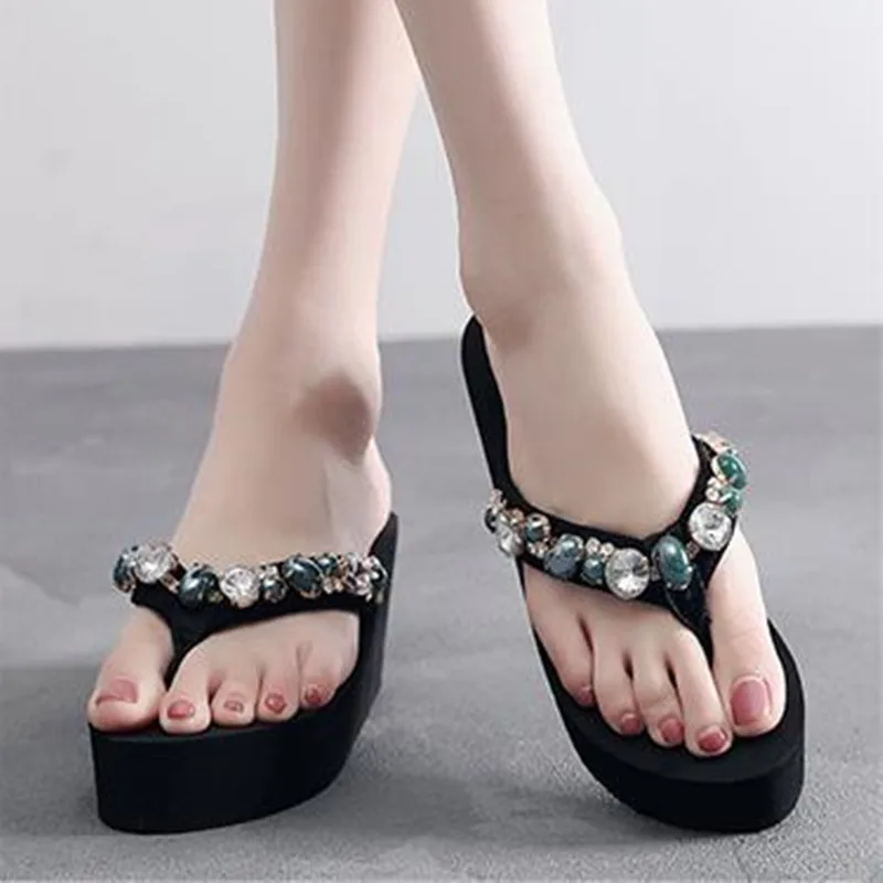 Модные стразы COSMAGIC шлепанцы с жемчугом женская летняя пляжная обувь ручной