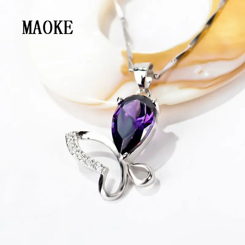 Рекламная подвеска в виде бабочки из стерлингового серебра S925 с кристаллами