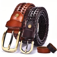 women braided belt for mens woven belt luxury genuine leather cow straps hand knitted designer men for jeans girdle male belts