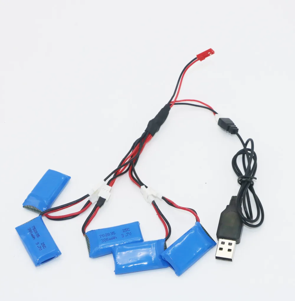 5 шт. 3 7 В 240 мА/ч 350 380 500 600 650 литий полимерный аккумулятор с USB кабелем зарядное