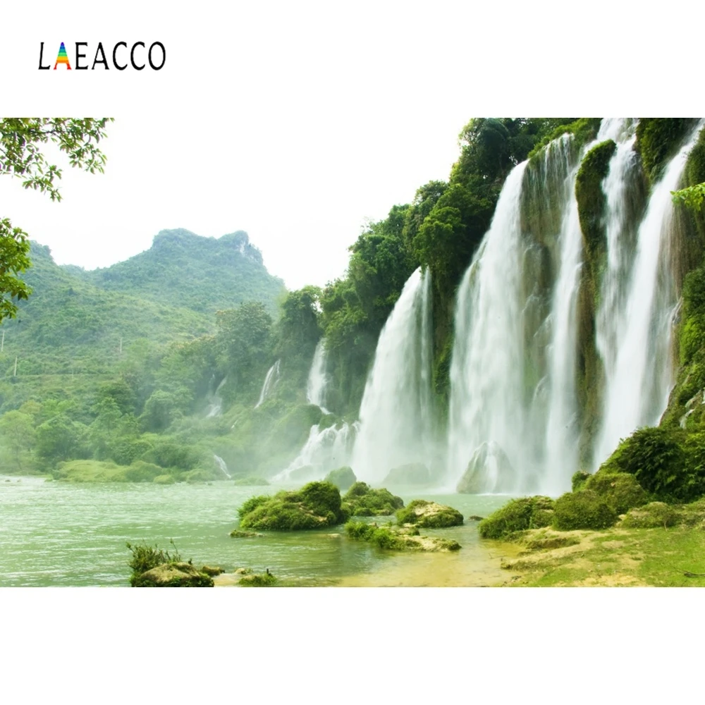 Laeacco водопад горы река природа фон для фотосъемки индивидуальные виниловые