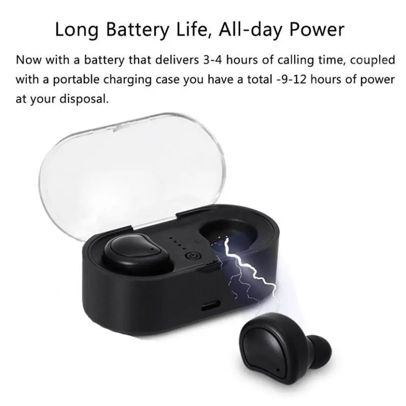 True Wireless Twins Headsets TWS Bluetooth Stereo Earphones Cordless In Ear Earbuds Sport Gaming with Charger Box | Электроника