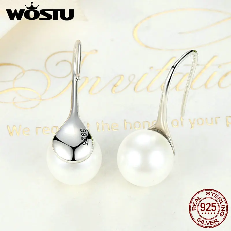 WOSTU New Fashion 100% 925 Sterling Silver Drop Earrings For Women Fine Jewelry Birthday Gift Girlfriend | Украшения и аксессуары