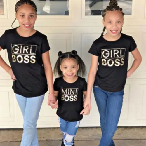 Family Mini Boss Tops Matching Outfits Women Mom Baby Kids T-shirt Shirt Blouse Clothes | Мать и ребенок