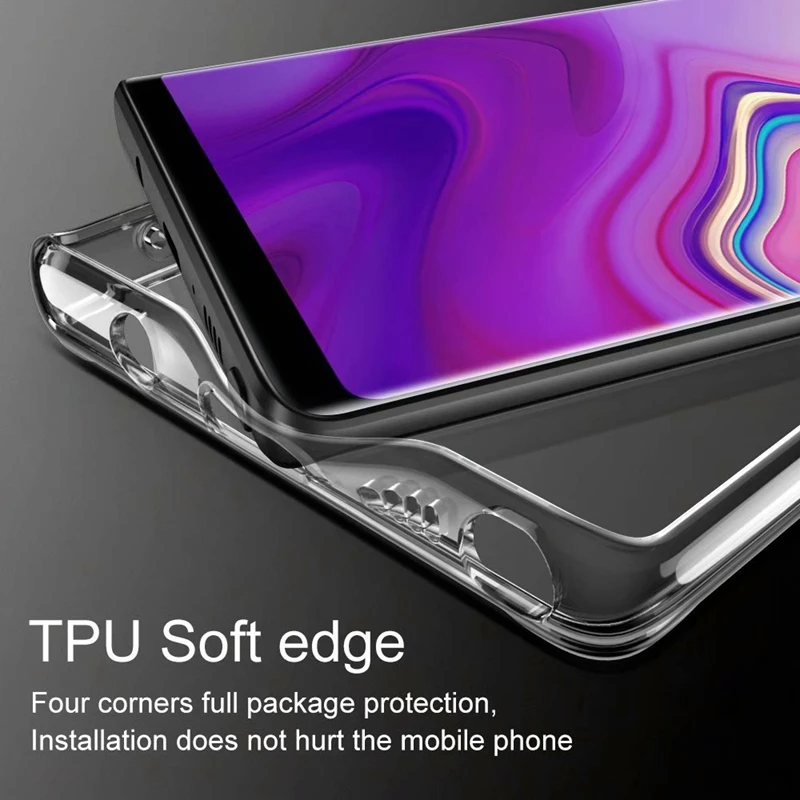 Note9 прозрачный Стекло чехол для samsung Galaxy Note 8 S8 S9 Plus Мягкий полиуретановый край