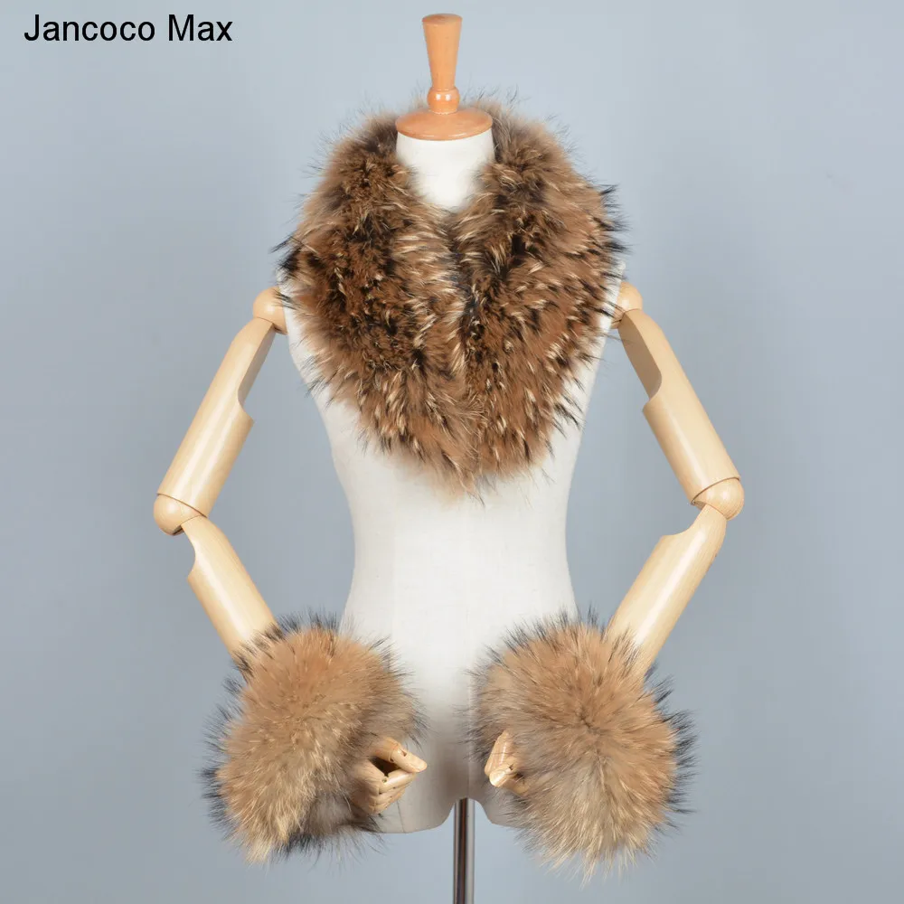 Natural Raccoon Новое поступление настоящий Лисий мех/енот меховой воротник манжеты для женщин Зимний Модный Магнитный шарф S7245 - Цвет: Natural Raccoon