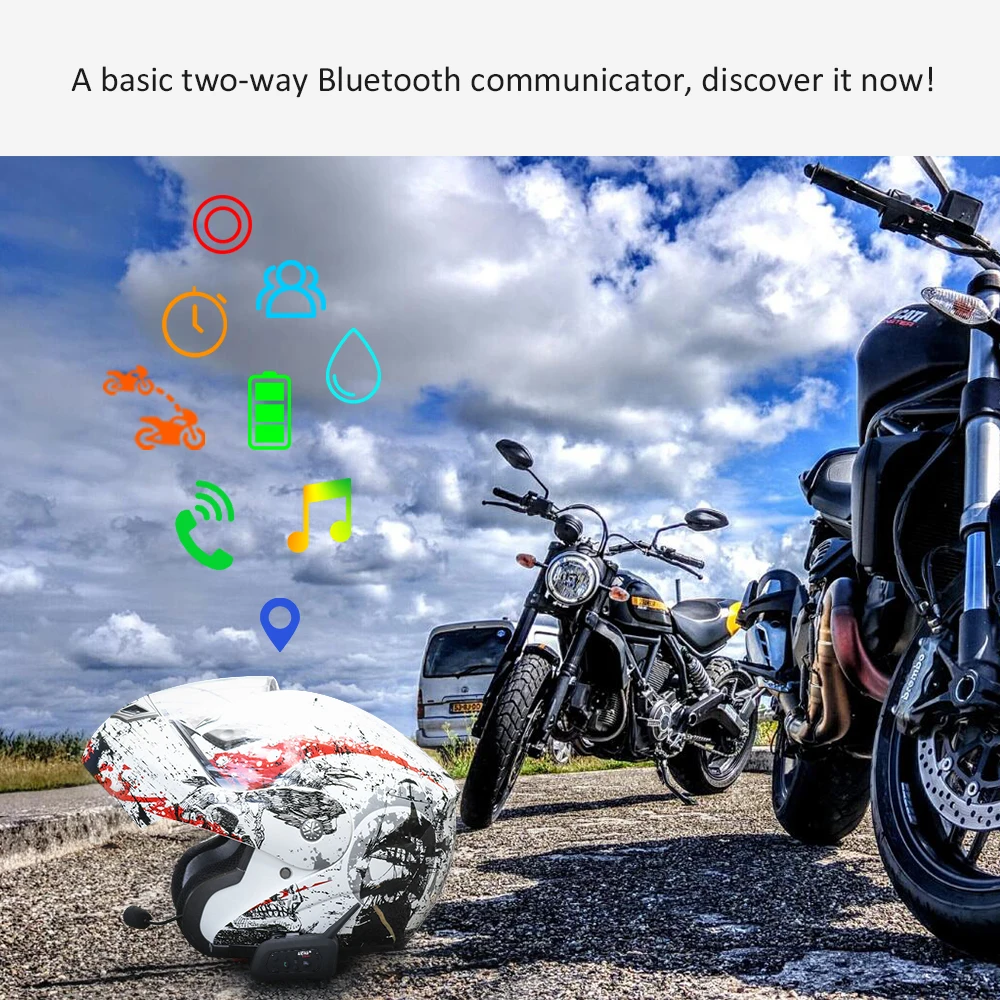 Беспроводная Bluetooth-гарнитура для шлема eeras V6 Pro с микрофоном металлическим