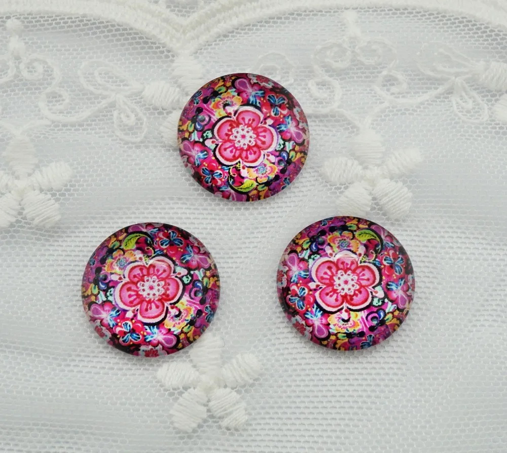 10PCS/lot Round 20MM Flower Glass Cabochon for make bracelet necklace Jewelry women 2019 earring pins brooch craft supply |
