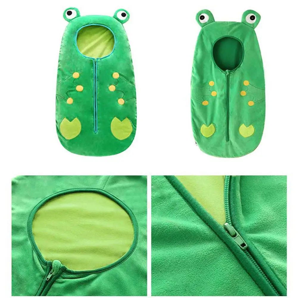 

Baby Sleeping Bag Anti-kicking Portable Travel Baby Sleeping Bag Frog Design Blanket Cartoon Fleece Thickness Outdoor Baby Quilt