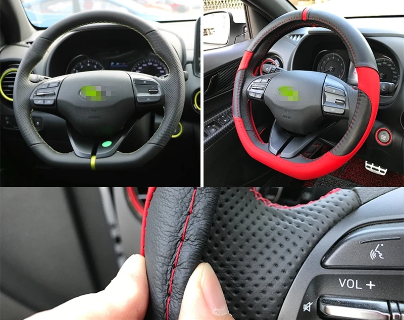 Оплетка на руль мягкая кожаная оплетка для Hyundai Kona 2015 2020|Хромирование| |